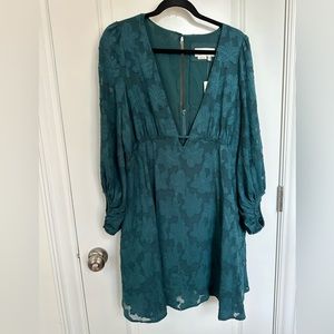 Teal green plunge dress. Very low cut with empire waist. Never worn.